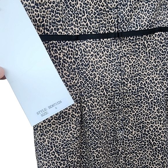 NWT Bettie Page sz 4 Queen of Pinups animal Cheetah print off shoulder dress - Picture 10 of 15